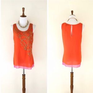 Etcetera Silk Beaded Tank